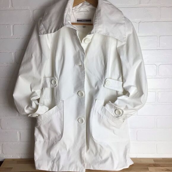 Lightweight Trench Coat DC Casual White Trench Coat Spring Jacket Medium - Picture 5 of 11